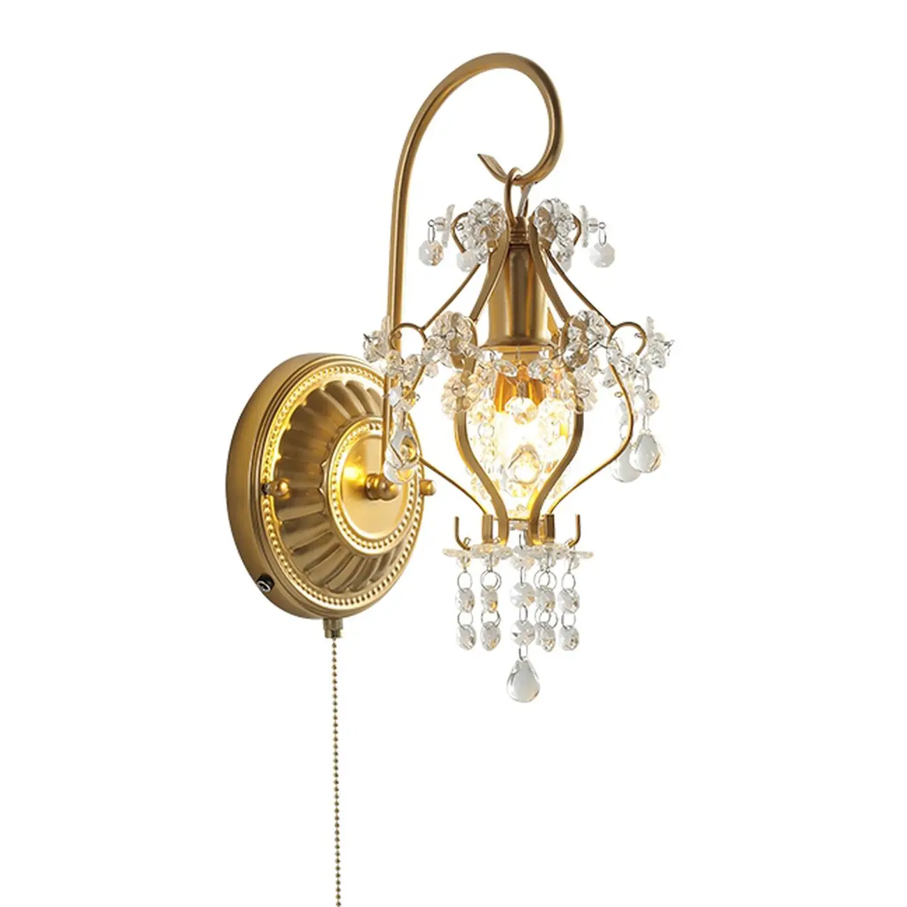 Elegant Gold Vintage Crystal Lantern Wall Sconce Rechargeable Image - 13 | homeyfad