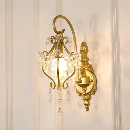 Luxury Geometric Crystal Gold Wall Sconce Image - 1