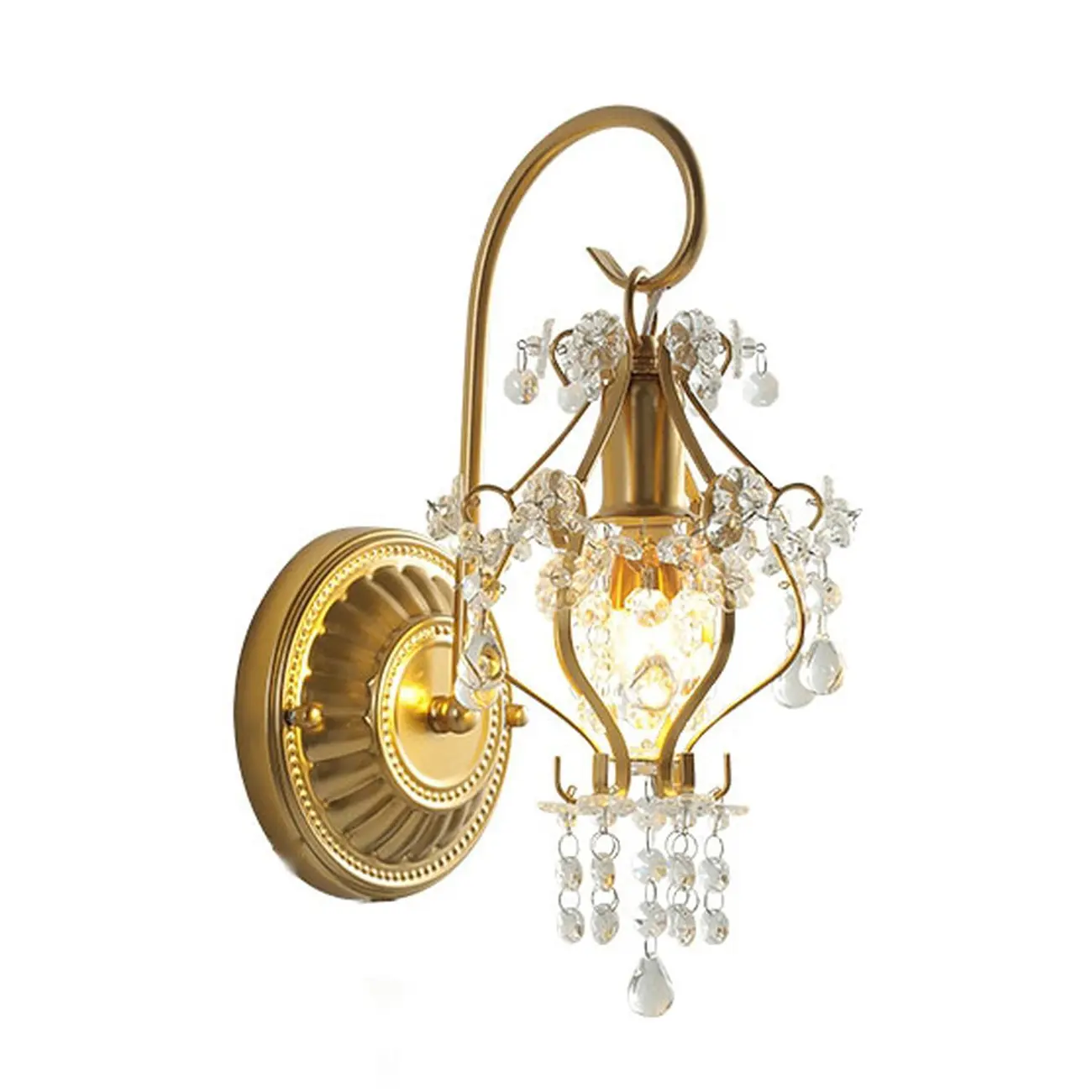 Luxury Geometric Crystal Gold Wall Sconce Image - 9 | homeyfad