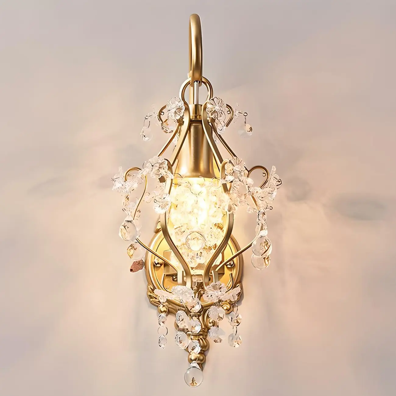 Luxury Geometric Crystal Gold Wall Sconce Image - 12 | homeyfad