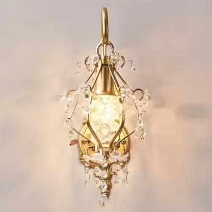 Luxury Geometric Crystal Gold Wall Sconce Image - 12