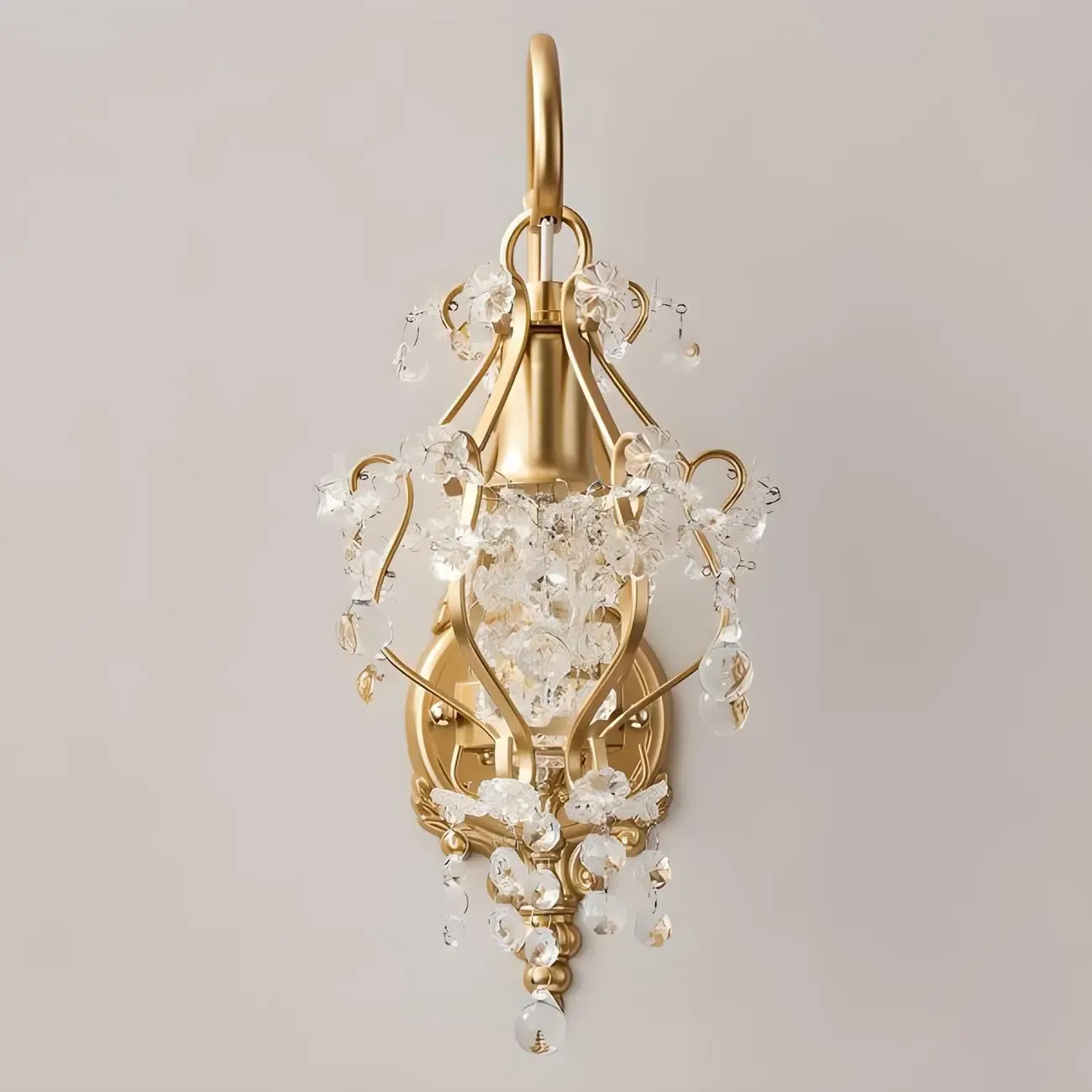 Luxury Geometric Crystal Gold Wall Sconce Image - 15