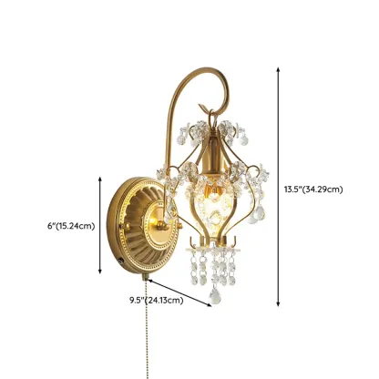Luxury Geometric Crystal Gold Wall Sconce #size