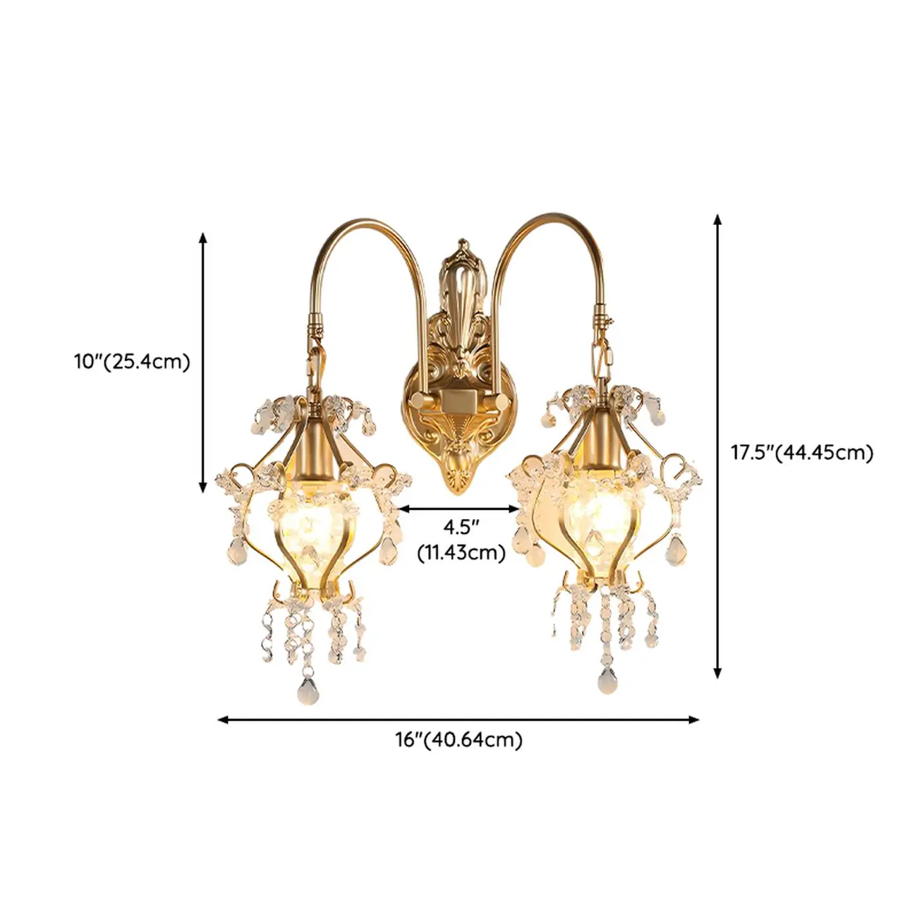 Luxury Geometric Crystal Gold Wall Sconce Image - 20 | homeyfad