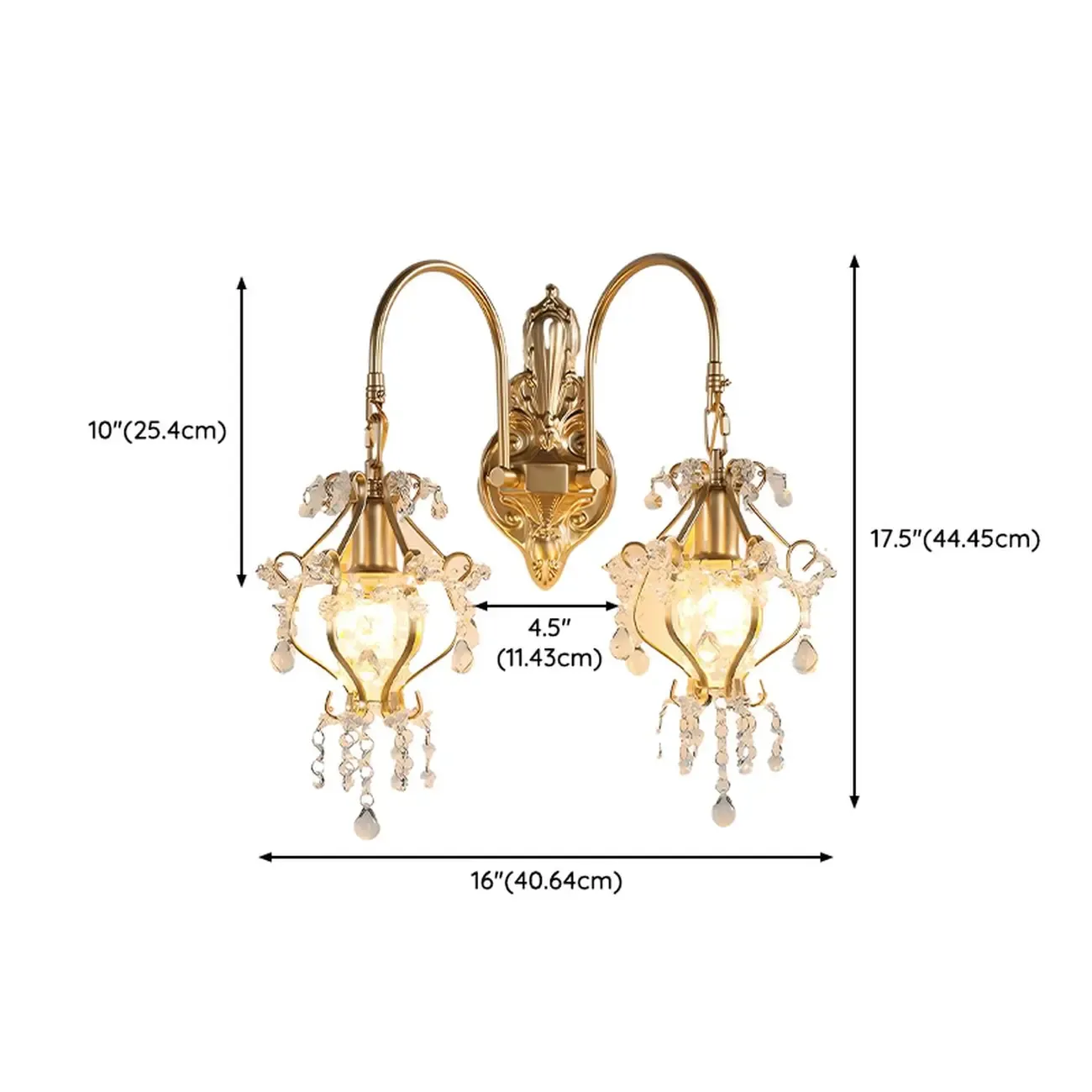 Luxury Geometric Crystal Gold Wall Sconce Image - 20