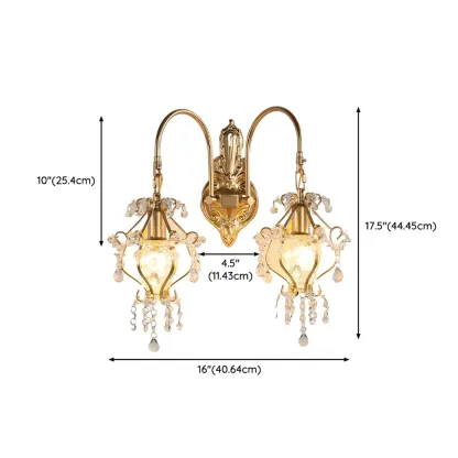 Luxury Geometric Crystal Gold Wall Sconce Image - 20