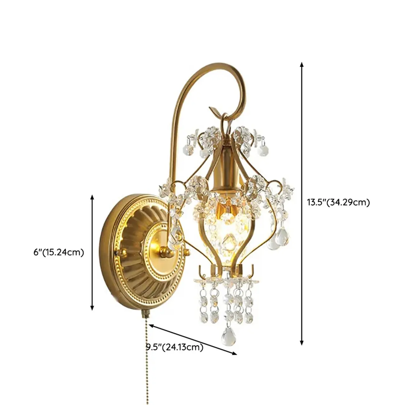 Luxury Geometric Crystal Gold Wall Sconce Image - 23 | homeyfad