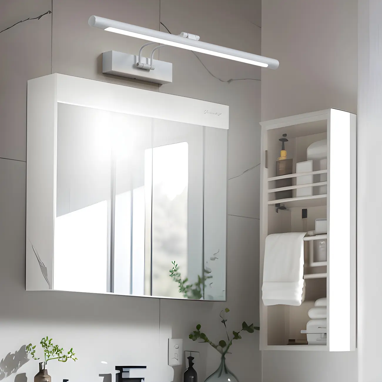 Modern Sleek Linear Metal LED Vanity Light Fixture Image - 1 | homeyfad