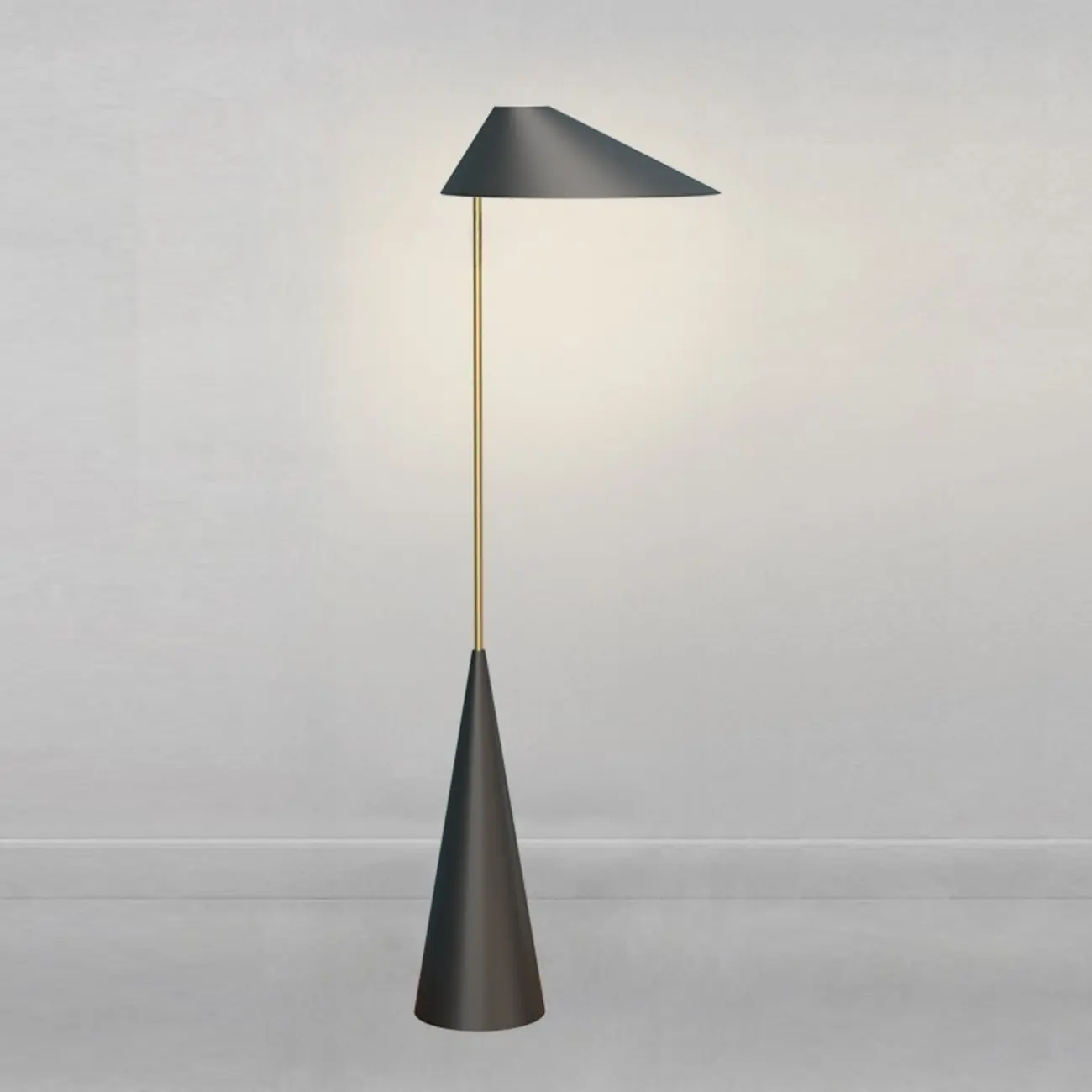 Modern Black Floor Lamp in Triangle Shade & Metal Base Image - 4 | homeyfad