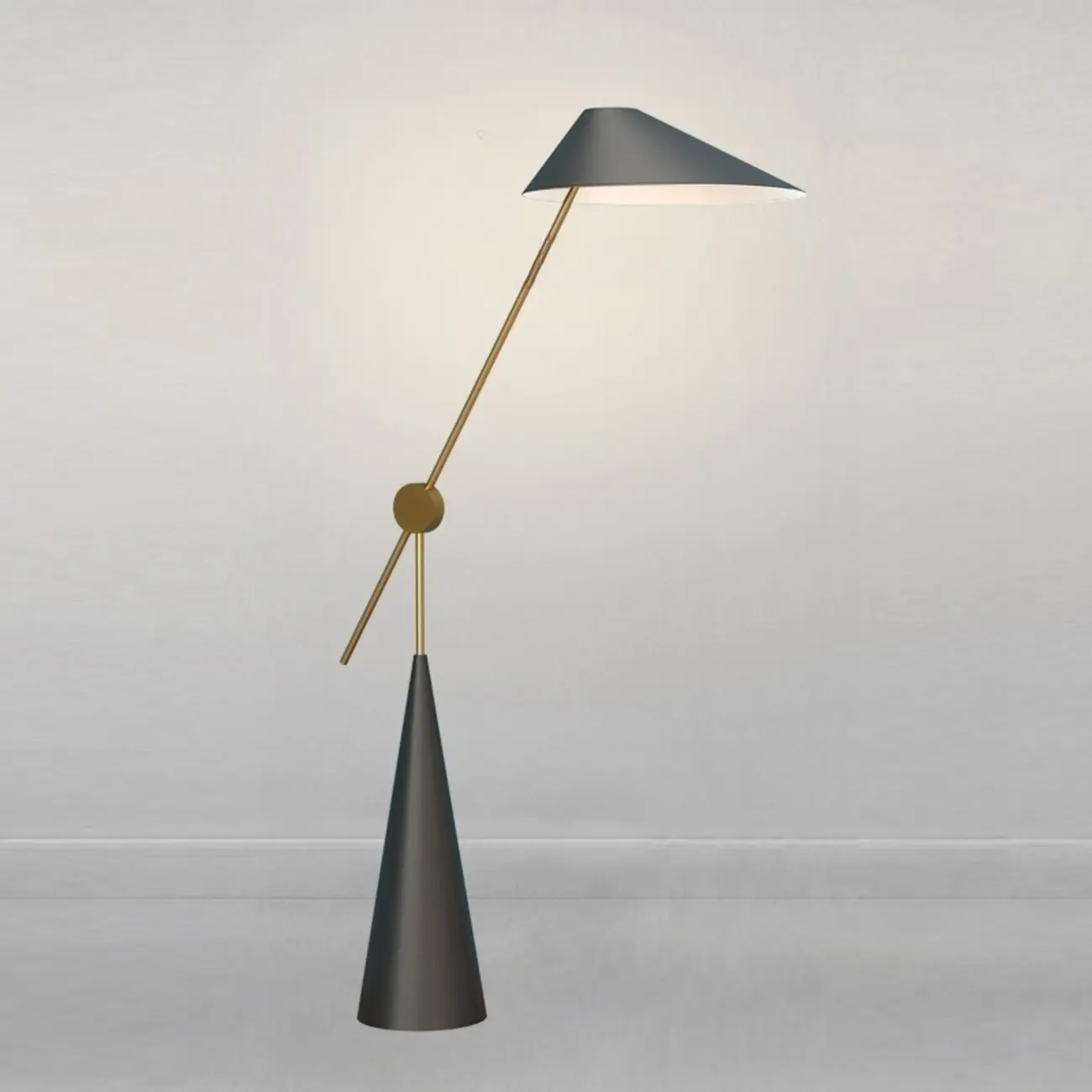 Modern Black Floor Lamp in Triangle Shade & Metal Base Image - 5 | homeyfad