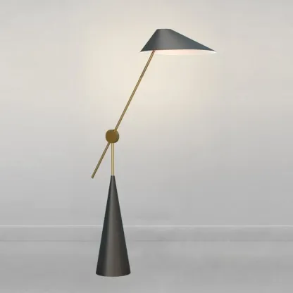 Modern Black Floor Lamp in Triangle Shade & Metal Base Image - 5
