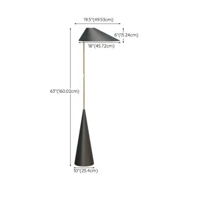 Modern Black Floor Lamp in Triangle Shade & Metal Base #size