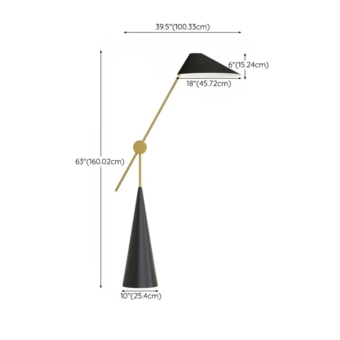 Modern Black Floor Lamp in Triangle Shade & Metal Base Image - 14