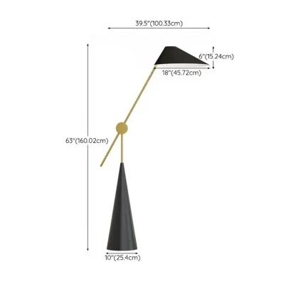 Modern Black Floor Lamp in Triangle Shade & Metal Base Image - 14