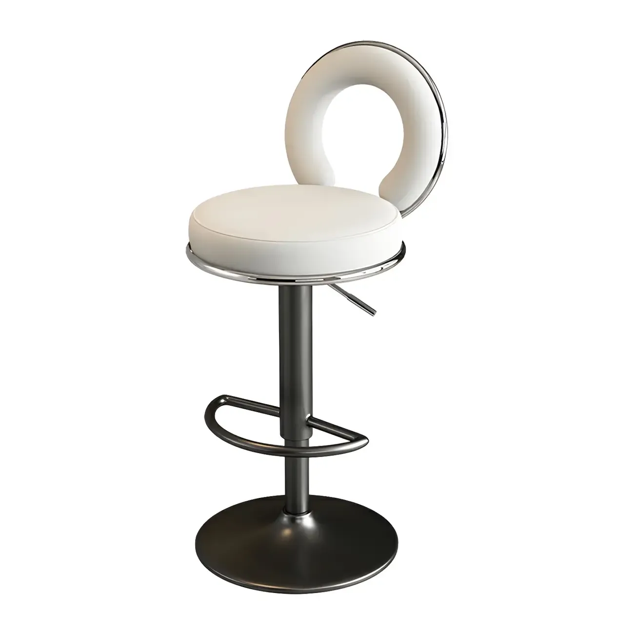 Glam Metal Round Adjustable Bar Stools with Cushions for Kitchen Image - 10