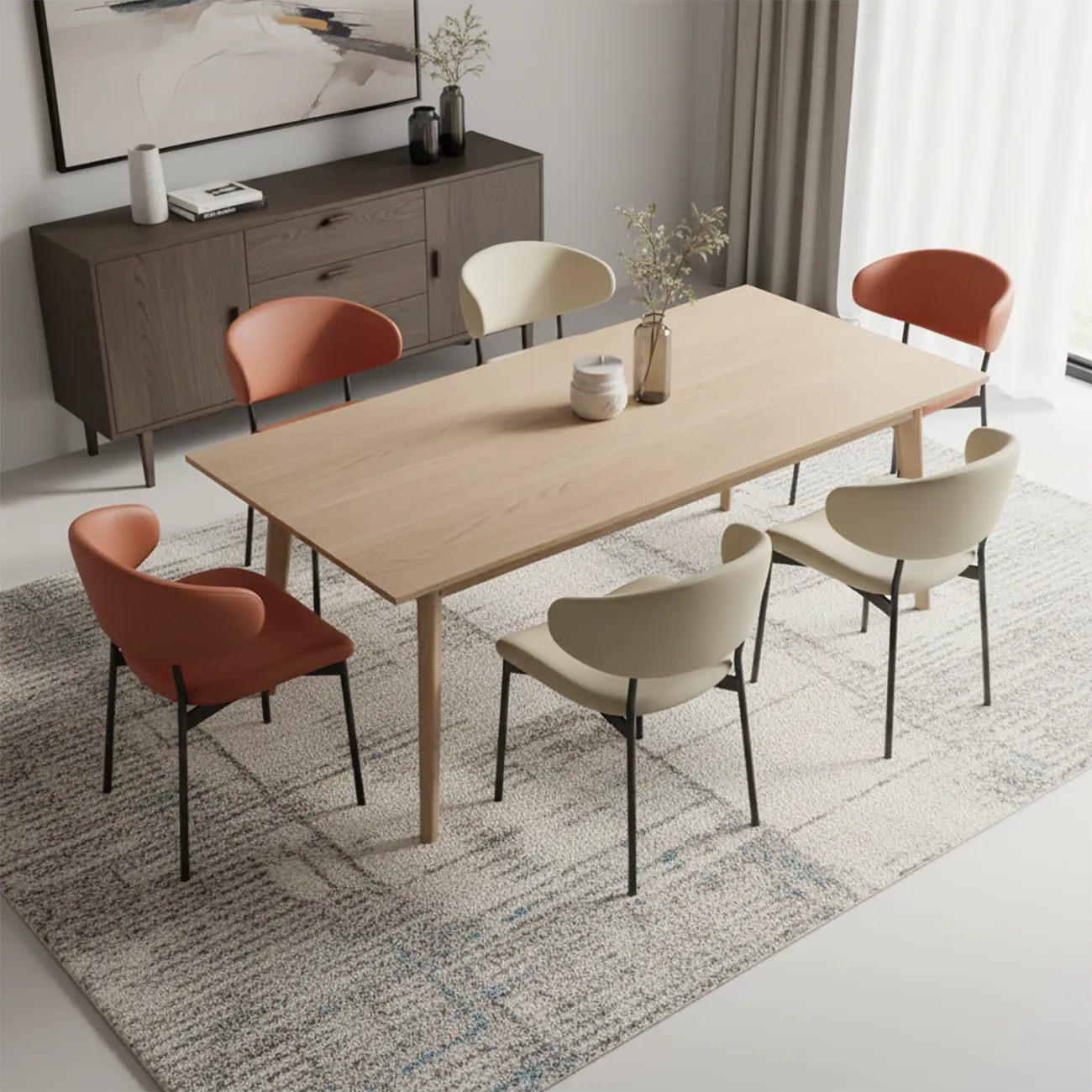 Contemporary Upholstered Curved Armless Dining Chairs Image - 1