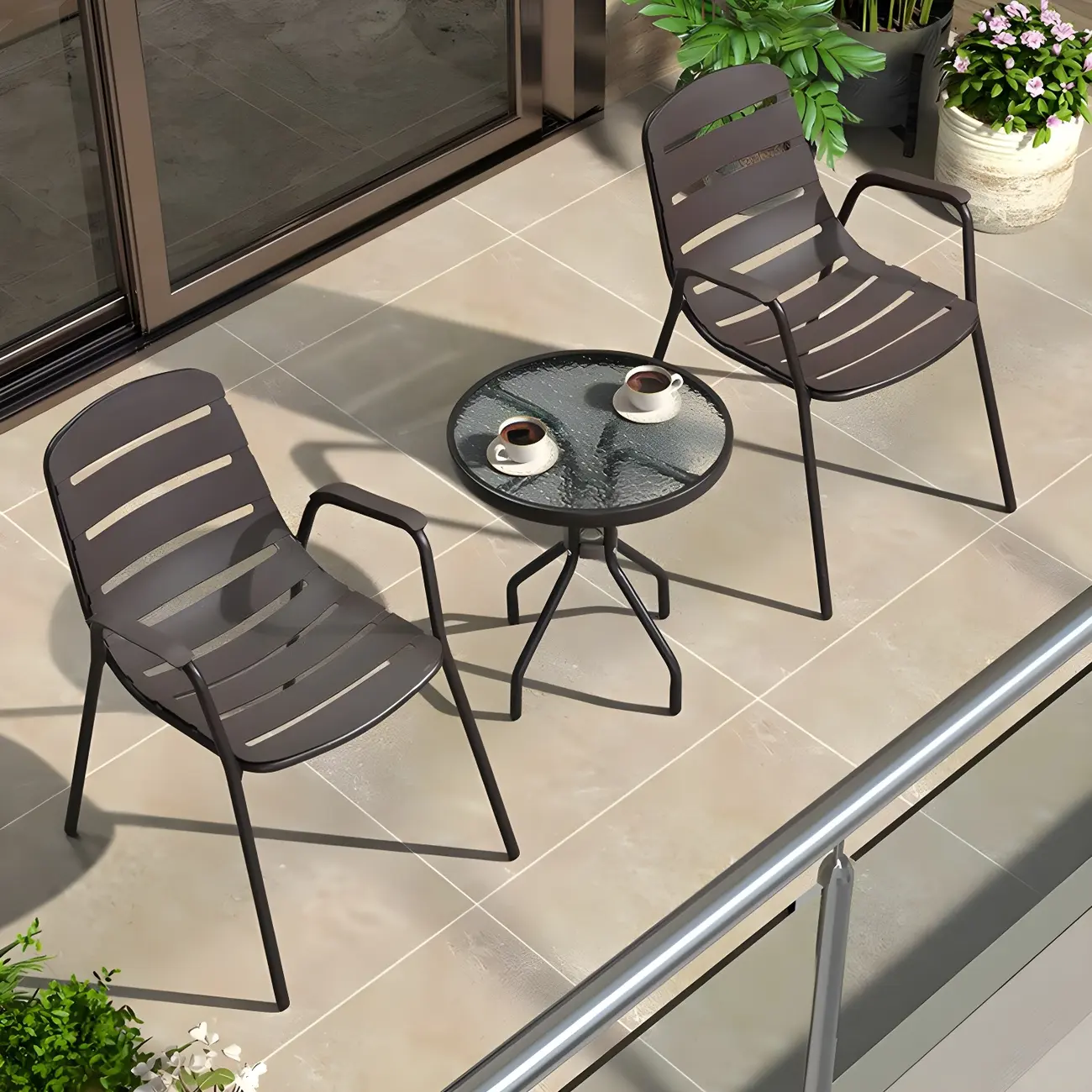 Modern Brown Bucket Outdoor Dining Chairs Image - 1 | homeyfad