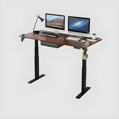 Elegant Solid Wood Height-Adjustable Standing Desk with Storage Image - 5
