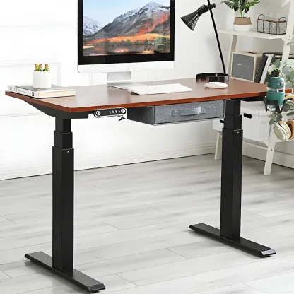 Elegant Solid Wood Height-Adjustable Standing Desk with Storage Image - 2