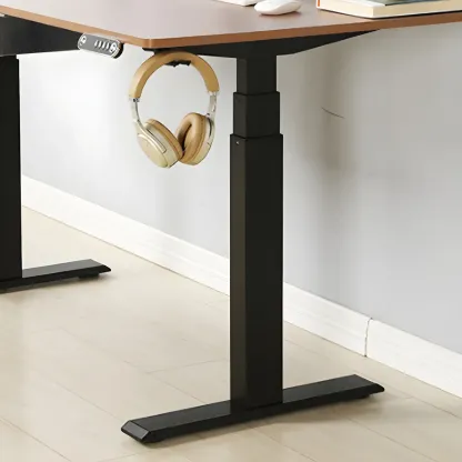 Elegant Solid Wood Height-Adjustable Standing Desk with Storage Image - 3