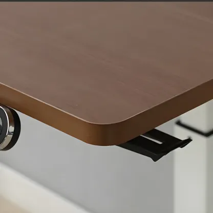 Elegant Solid Wood Height-Adjustable Standing Desk with Storage Image - 6
