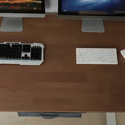 Elegant Solid Wood Height-Adjustable Standing Desk with Storage Image - 9