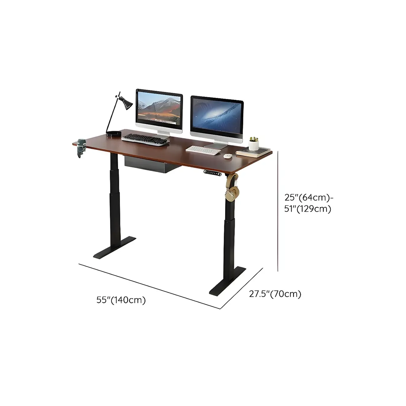 Elegant Solid Wood Height-Adjustable Standing Desk with Storage Image - 11