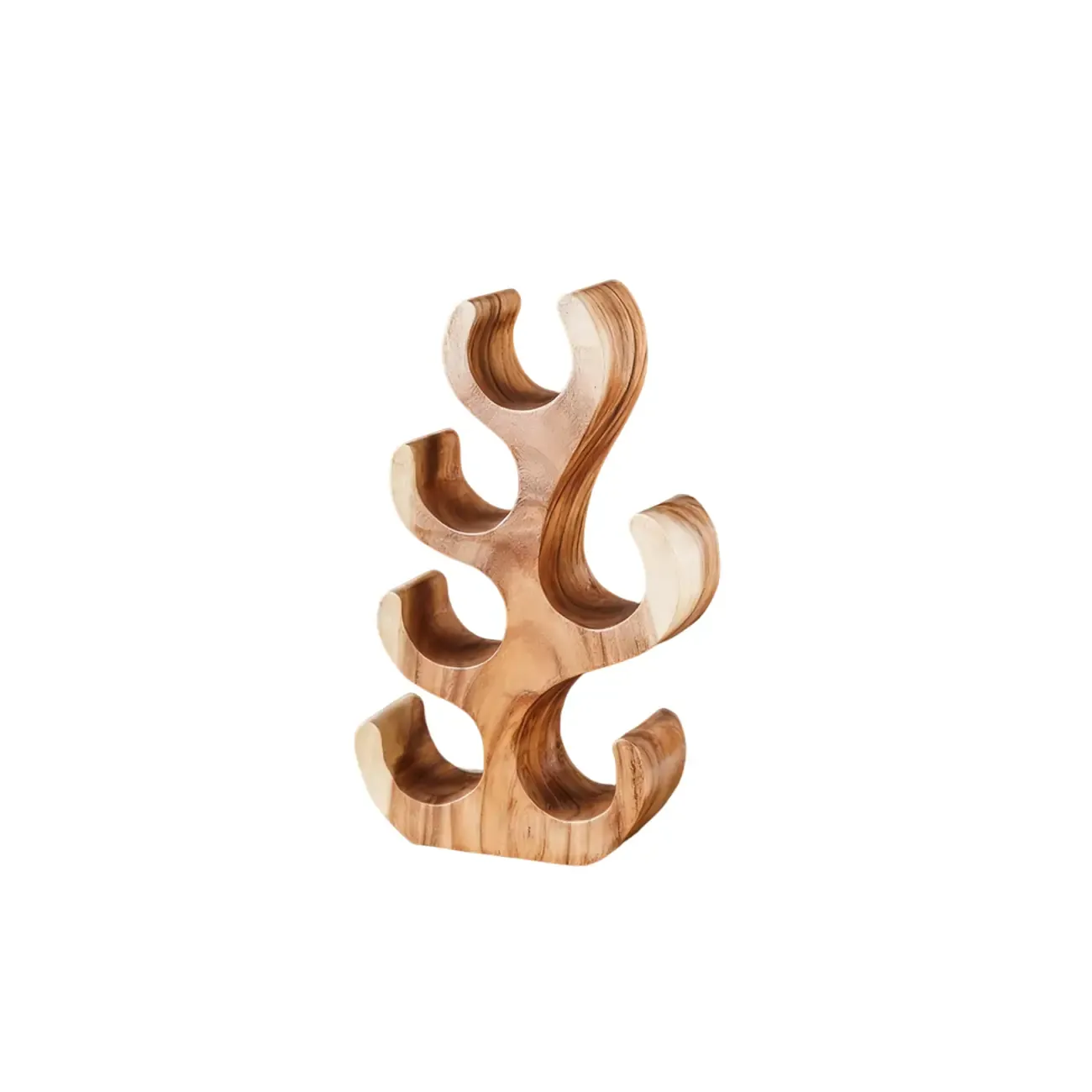 Solid Wood Tree Design Handcraftd Wine Rack Table Top Image - 6