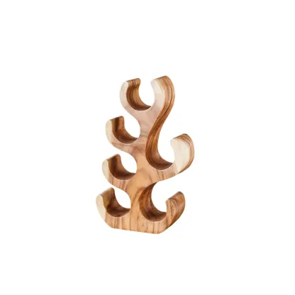 Solid Wood Tree Design Handcraftd Wine Rack Table Top Image - 6