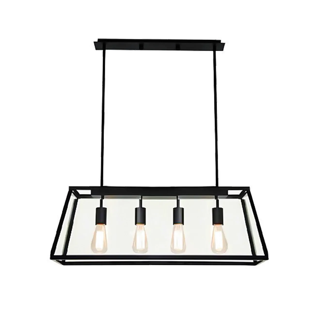 Industrial Gold Rectangle Adjustable Kitchen Island Light Image - 4