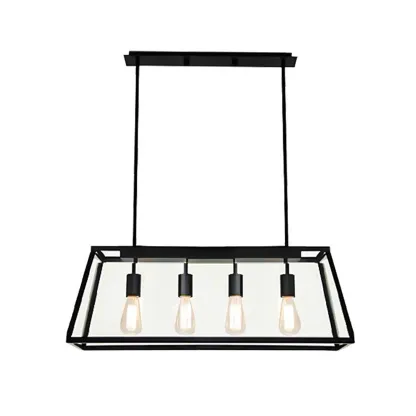 Industrial Gold Rectangle Adjustable Kitchen Island Light Image - 4