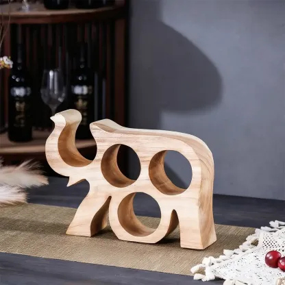Solid Wood Tree Design Handcraftd Wine Rack Table Top Image - 4
