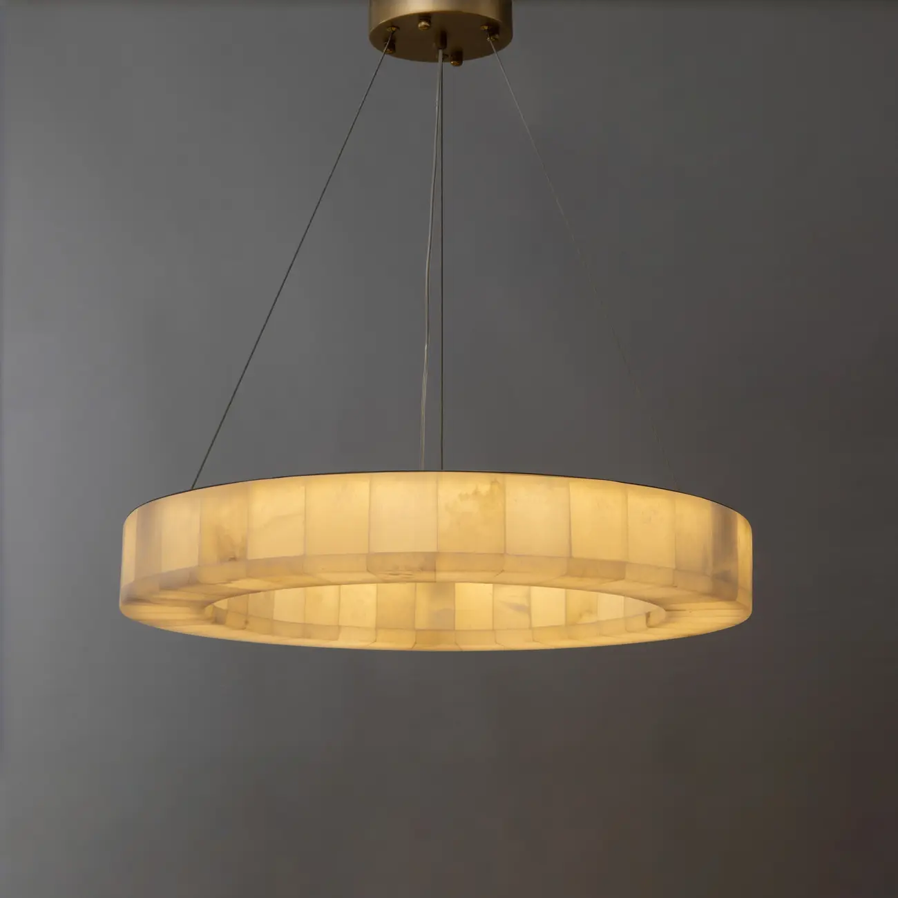 Moderm White Ring Circular Alabaster Pendant Light Chandelier-HomeyFad Image - 2 | homeyfad