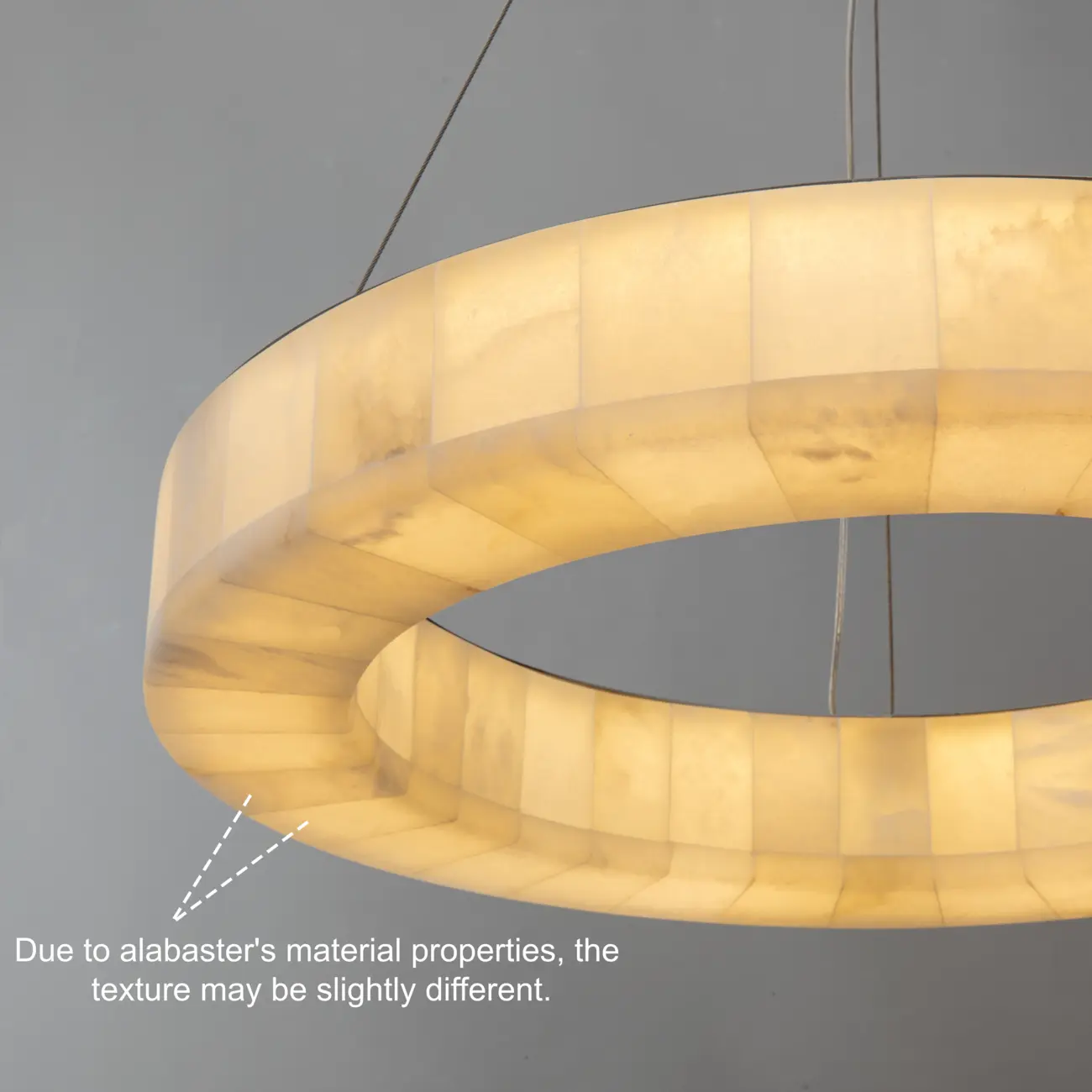 Moderm White Ring Circular Alabaster Pendant Light Chandelier-HomeyFad Image - 3 | homeyfad
