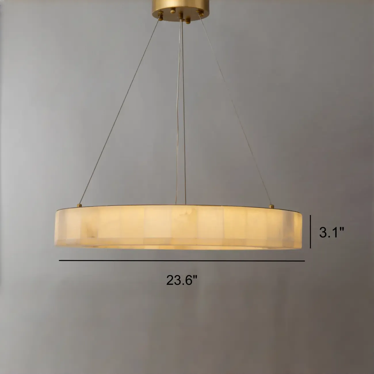 Moderm White Ring Circular Alabaster Pendant Light Chandelier-HomeyFad Image - 6