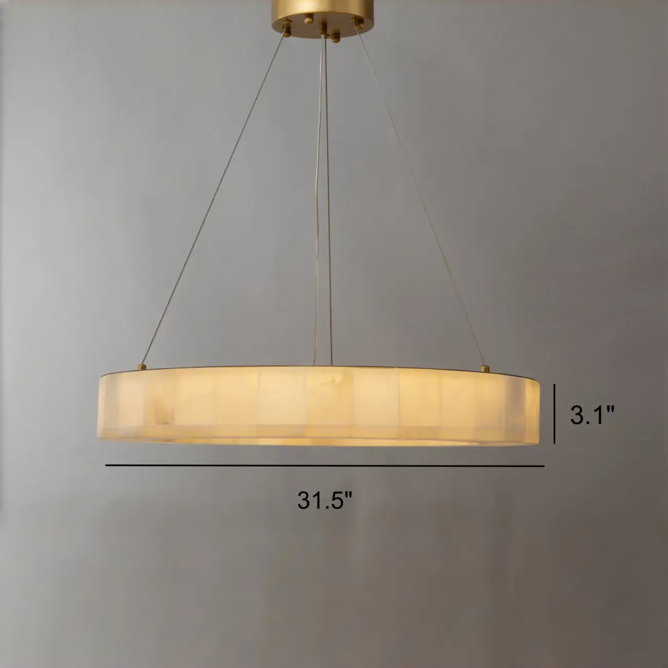 Moderm White Ring Circular Alabaster Pendant Light Chandelier-HomeyFad Image - 7