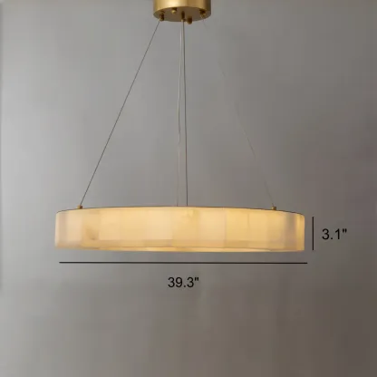 Moderm White Ring Circular Alabaster Pendant Light Chandelier-HomeyFad Image - 8
