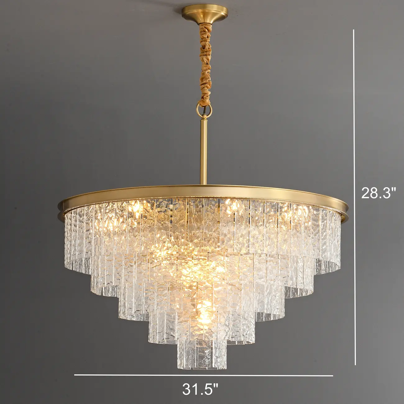 Modern Luxury Brass Downrod Tierd Glass Chandelier Image - 8 | homeyfad