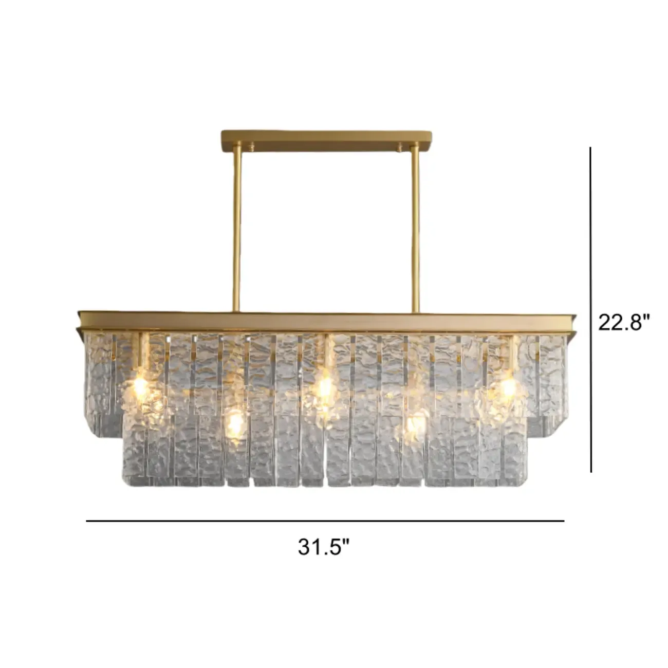 Modern Luxury Brass Glass Rectangular  2-Tier Island Lights-HomeyFad #size