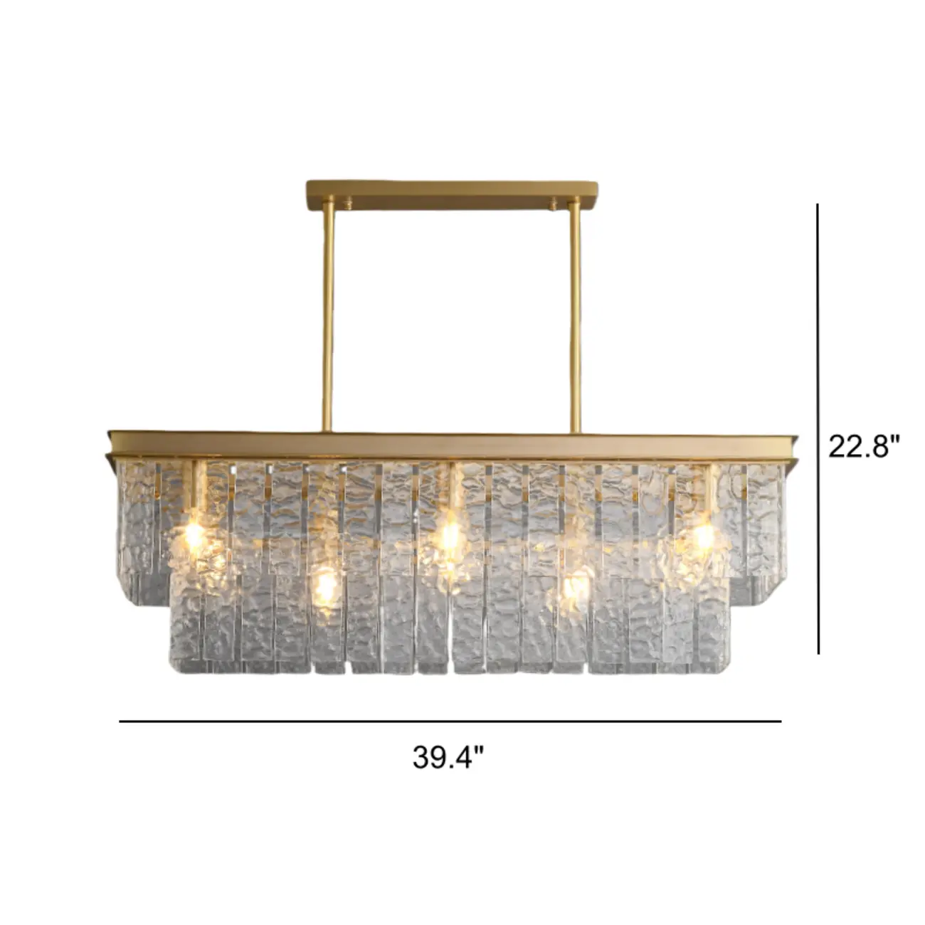 Modern Luxury Brass Glass Rectangular  2-Tier Island Lights-HomeyFad Image - 8 | homeyfad