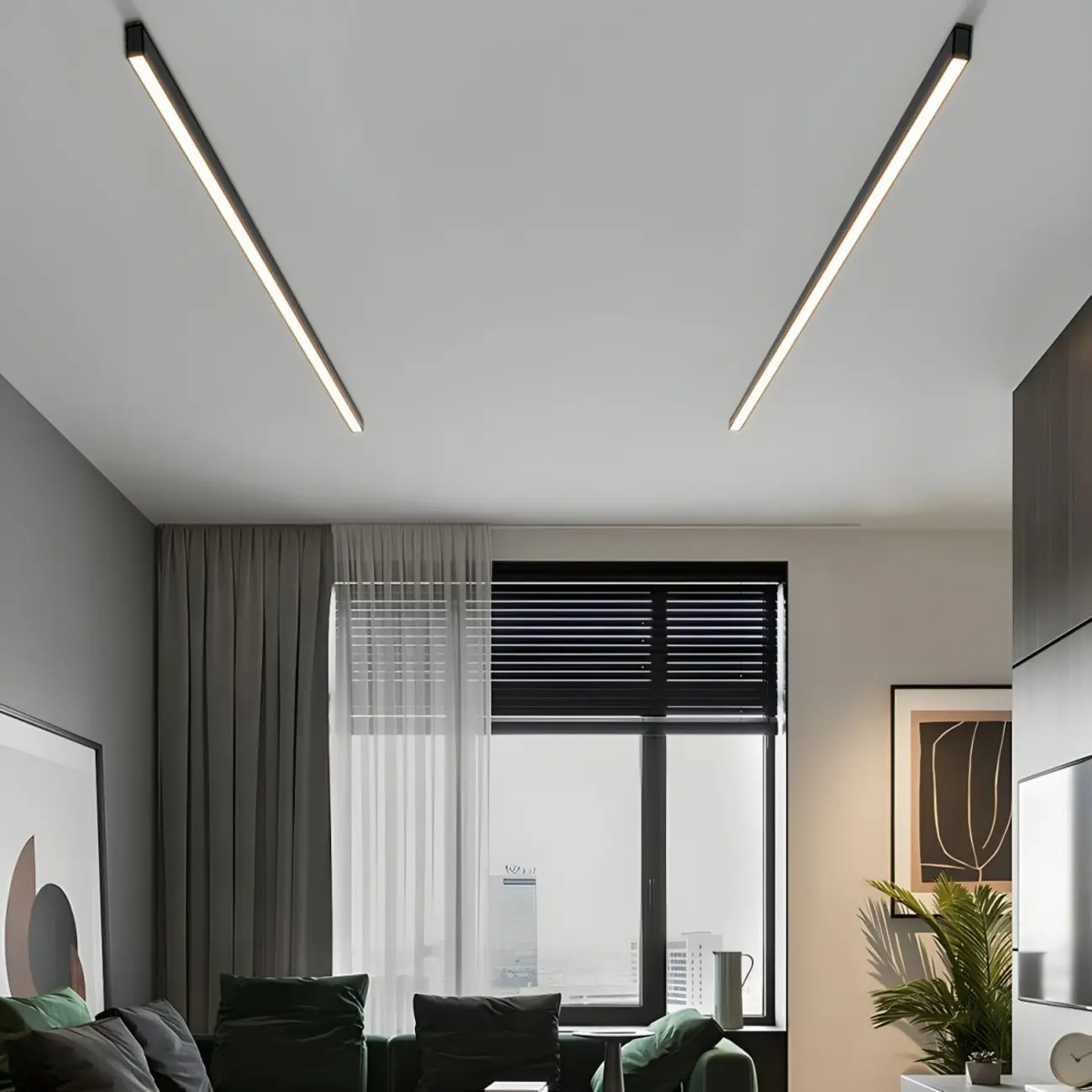 Modern Black Aluminum LED Rectangle Flush Mount Ceiling Light Image - 1 | homeyfad