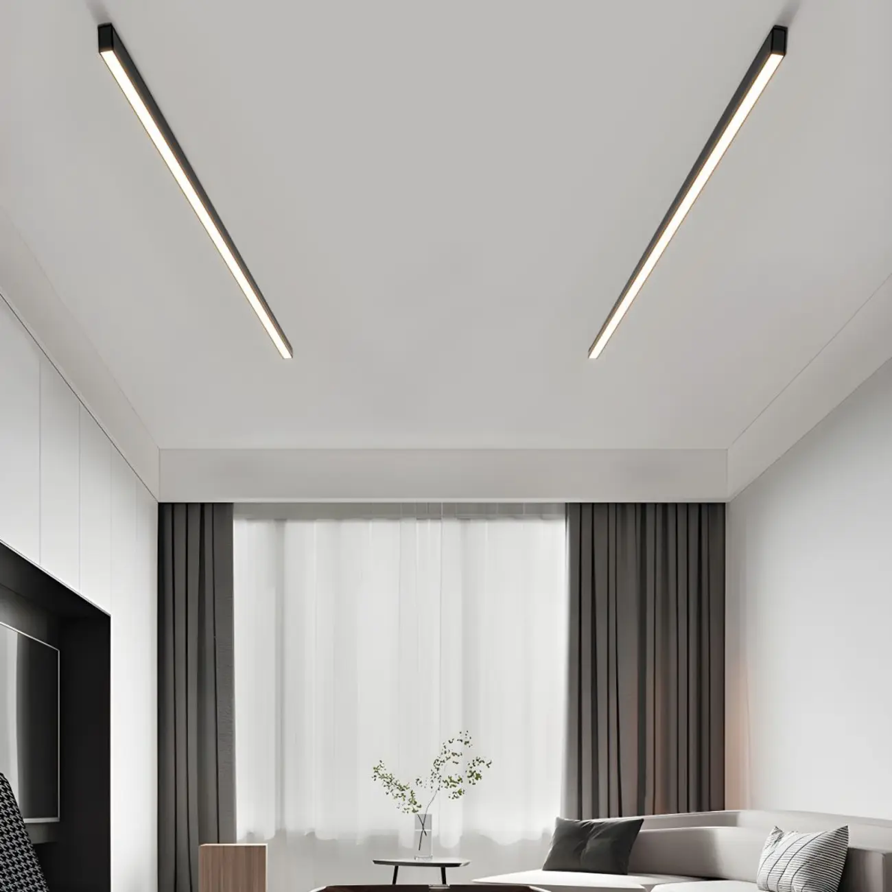 Modern Black Aluminum LED Rectangle Flush Mount Ceiling Light Image - 5 | homeyfad