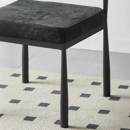 Mid-Century Modern Linen Upholstered Dining Chair Image - 7