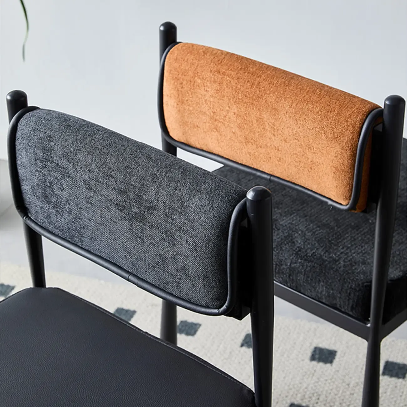 Mid-Century Modern Linen Upholstered Dining Chair Image - 6