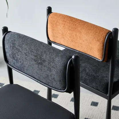 Mid-Century Modern Linen Upholstered Dining Chair Image - 6