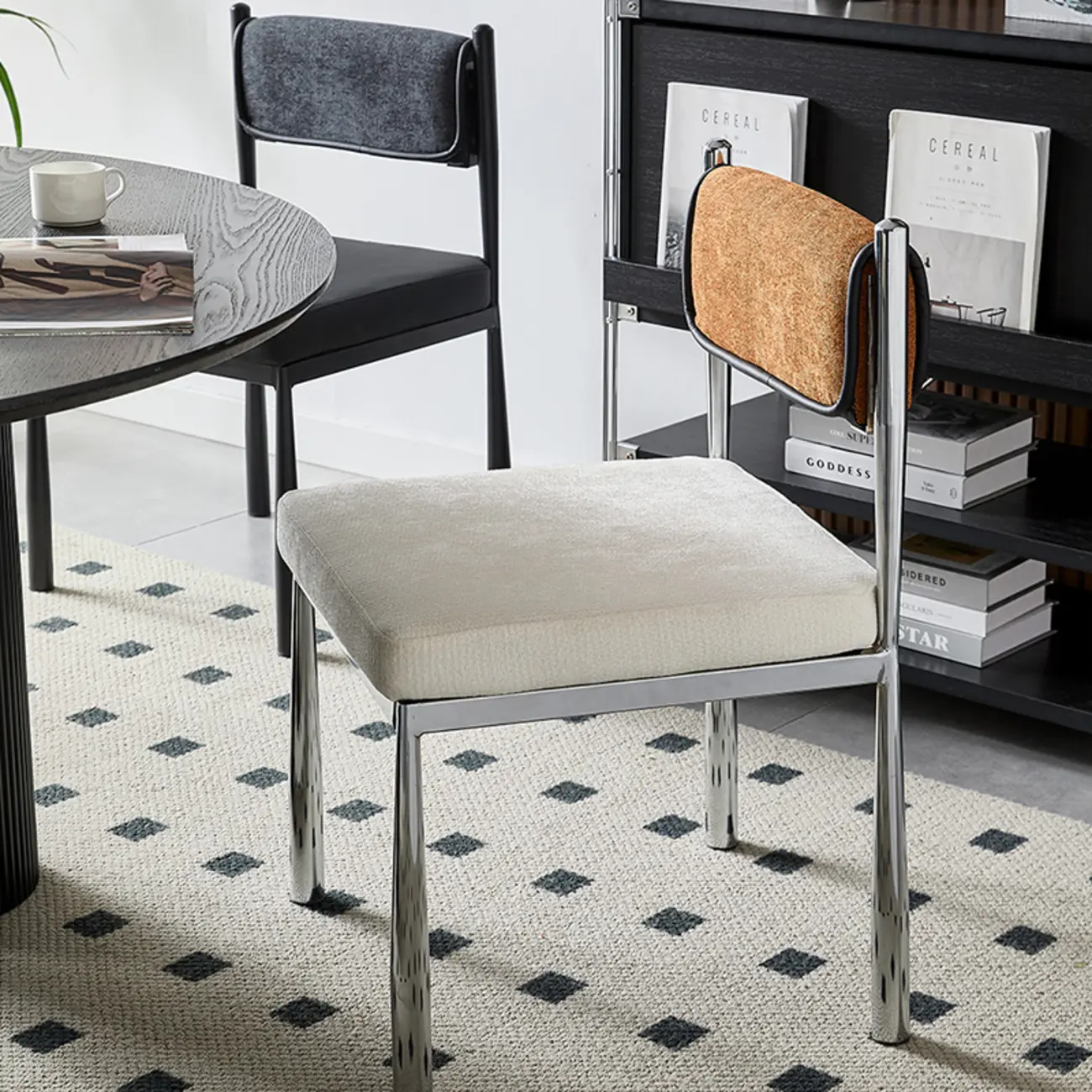 Mid-Century Modern Linen Upholstered Dining Chair Image - 5 | homeyfad