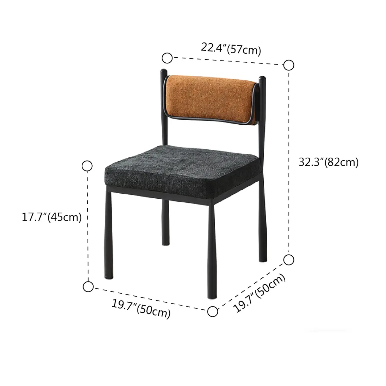 Mid-Century Modern Linen Upholstered Dining Chair #size