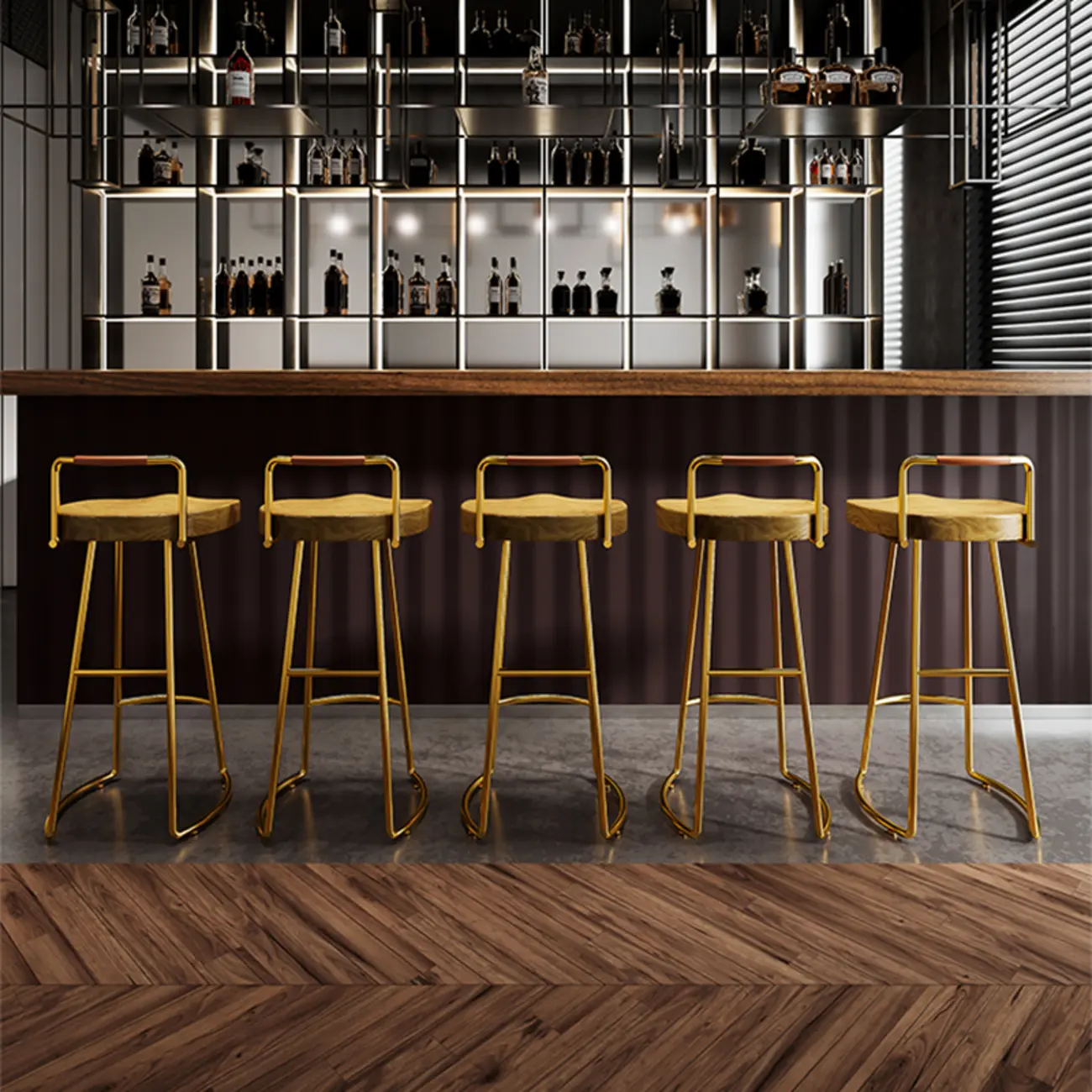 Modern Nordic Solid Wood Bar Stool Set of 2 Image - 4 | homeyfad