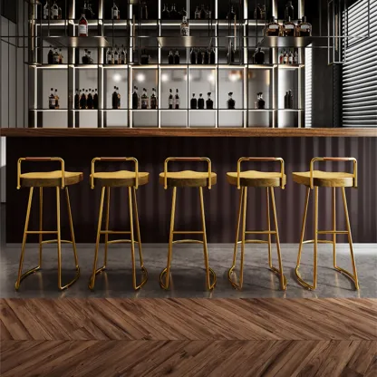 Modern Nordic Solid Wood Bar Stool Set of 2 Image - 4