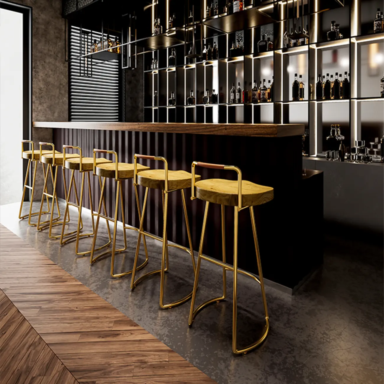 Modern Nordic Solid Wood Bar Stool Set of 2 Image - 5 | homeyfad